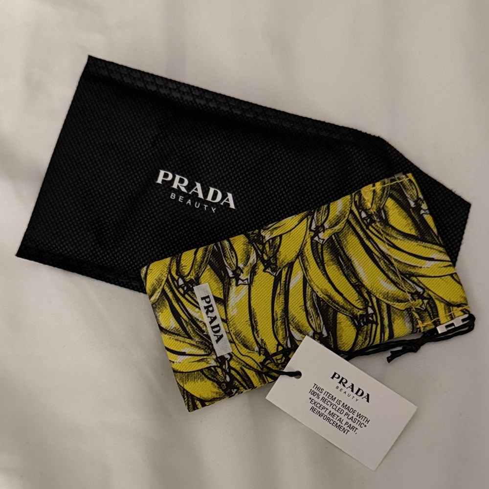 NEW Prada Yellow Banana-Print Cosmetic lipstick holder Pouch